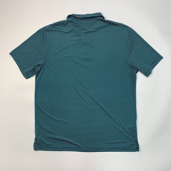 PGA Tour Polo Shirt Mens XL Extra Large Teal Striped Short Sleeve Sweat Wicking - Picture 7 of 11
